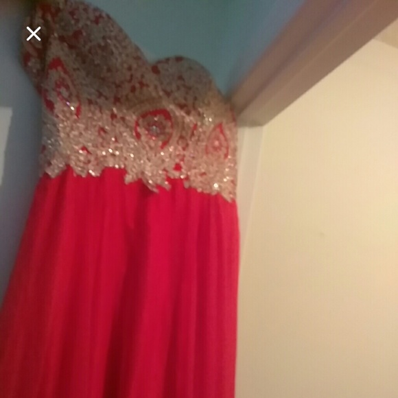 plus size red and gold dress